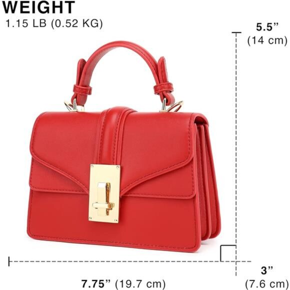 Crossbody Bag for Women, Structured Mini Satchel Purses, Top Handle Shoulder Bag - Picture 3 of 6